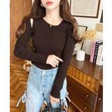 ショルダースリットアシンメトリーネックリブニットプルオーバー12G | moment+ | 詳細画像44 