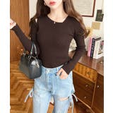 ショルダースリットアシンメトリーネックリブニットプルオーバー12G | moment+ | 詳細画像45 