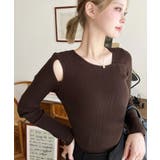 ショルダースリットアシンメトリーネックリブニットプルオーバー12G | moment+ | 詳細画像48 