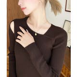 ショルダースリットアシンメトリーネックリブニットプルオーバー12G | moment+ | 詳細画像49 