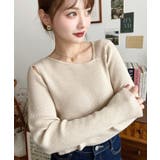 ショルダースリットアシンメトリーネックリブニットプルオーバー12G | moment+ | 詳細画像52 