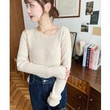 ショルダースリットアシンメトリーネックリブニットプルオーバー12G | moment+ | 詳細画像54 