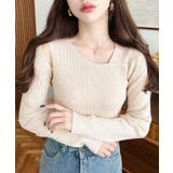 ショルダースリットアシンメトリーネックリブニットプルオーバー12G | moment+ | 詳細画像56 