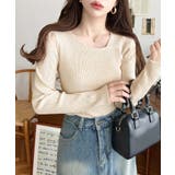 ショルダースリットアシンメトリーネックリブニットプルオーバー12G | moment+ | 詳細画像57 