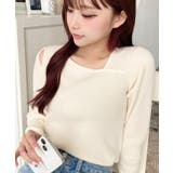 ショルダースリットアシンメトリーネックリブニットプルオーバー12G | moment+ | 詳細画像6 