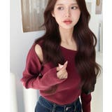 ショルダースリットアシンメトリーネックリブニットプルオーバー12G | moment+ | 詳細画像64 