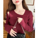 ショルダースリットアシンメトリーネックリブニットプルオーバー12G | moment+ | 詳細画像67 