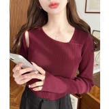 ショルダースリットアシンメトリーネックリブニットプルオーバー12G | moment+ | 詳細画像68 