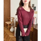 ショルダースリットアシンメトリーネックリブニットプルオーバー12G | moment+ | 詳細画像71 