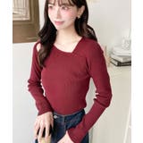 ショルダースリットアシンメトリーネックリブニットプルオーバー12G | moment+ | 詳細画像74 