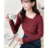 ショルダースリットアシンメトリーネックリブニットプルオーバー12G | moment+ | 詳細画像75 