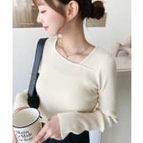 ショルダースリットアシンメトリーネックリブニットプルオーバー12G | moment+ | 詳細画像9 