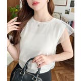 チュールレイヤードフレンチスリーブニットプルオーバー | moment+ | 詳細画像5 