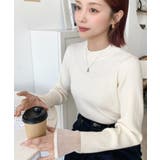 クルーネック袖シアーリブニットプルオーバー12G | moment+ | 詳細画像11 