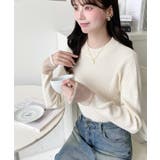 クルーネック袖シアーリブニットプルオーバー12G | moment+ | 詳細画像13 