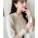 クルーネック袖シアーリブニットプルオーバー12G | moment+ | 詳細画像14 