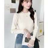 クルーネック袖シアーリブニットプルオーバー12G | moment+ | 詳細画像17 