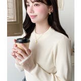 クルーネック袖シアーリブニットプルオーバー12G | moment+ | 詳細画像18 