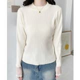 クルーネック袖シアーリブニットプルオーバー12G | moment+ | 詳細画像19 