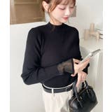 クルーネック袖シアーリブニットプルオーバー12G | moment+ | 詳細画像36 