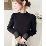 クルーネック袖シアーリブニットプルオーバー12G | moment+ | 詳細画像37 