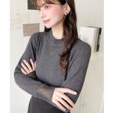 クルーネック袖シアーリブニットプルオーバー12G | moment+ | 詳細画像38 