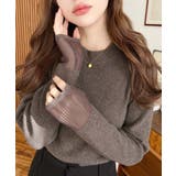 クルーネック袖シアーリブニットプルオーバー12G | moment+ | 詳細画像42 