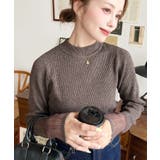 クルーネック袖シアーリブニットプルオーバー12G | moment+ | 詳細画像46 