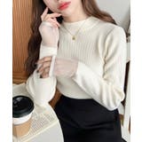 クルーネック袖シアーリブニットプルオーバー12G | moment+ | 詳細画像5 