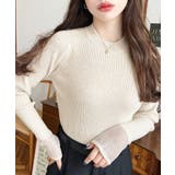 クルーネック袖シアーリブニットプルオーバー12G | moment+ | 詳細画像54 