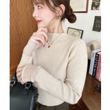 クルーネック袖シアーリブニットプルオーバー12G | moment+ | 詳細画像59 