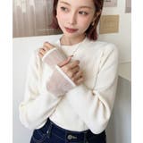 クルーネック袖シアーリブニットプルオーバー12G | moment+ | 詳細画像8 