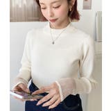 クルーネック袖シアーリブニットプルオーバー12G | moment+ | 詳細画像9 