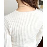 キャミ付きレースアップショート丈リブニットカーディガンアンサンブル | moment+ | 詳細画像11 