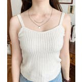 キャミ付きレースアップショート丈リブニットカーディガンアンサンブル | moment+ | 詳細画像12 