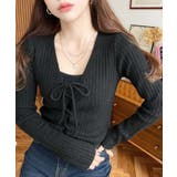 キャミ付きレースアップショート丈リブニットカーディガンアンサンブル | moment+ | 詳細画像21 