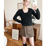 キャミ付きレースアップショート丈リブニットカーディガンアンサンブル | moment+ | 詳細画像26 