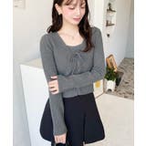 キャミ付きレースアップショート丈リブニットカーディガンアンサンブル | moment+ | 詳細画像34 