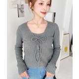 キャミ付きレースアップショート丈リブニットカーディガンアンサンブル | moment+ | 詳細画像36 