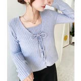 キャミ付きレースアップショート丈リブニットカーディガンアンサンブル | moment+ | 詳細画像41 