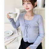 キャミ付きレースアップショート丈リブニットカーディガンアンサンブル | moment+ | 詳細画像42 