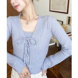 キャミ付きレースアップショート丈リブニットカーディガンアンサンブル | moment+ | 詳細画像47 