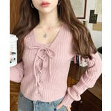 キャミ付きレースアップショート丈リブニットカーディガンアンサンブル | moment+ | 詳細画像49 