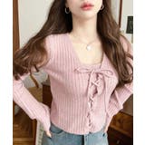 キャミ付きレースアップショート丈リブニットカーディガンアンサンブル | moment+ | 詳細画像51 