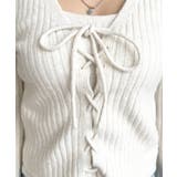 キャミ付きレースアップショート丈リブニットカーディガンアンサンブル | moment+ | 詳細画像8 