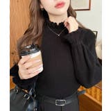 ブラック | キャンディスリーブリブニットプルオーバー | moment+