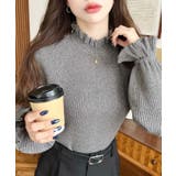 チャコールグレー | キャンディスリーブリブニットプルオーバー | moment+