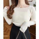 スクエアネックリブニットプルオーバー12G | moment+ | 詳細画像10 