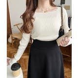 スクエアネックリブニットプルオーバー12G | moment+ | 詳細画像12 