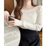 スクエアネックリブニットプルオーバー12G | moment+ | 詳細画像13 